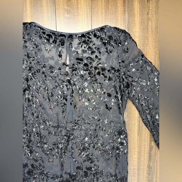 Size L Sheer Long Sleeved Animal Print Maxi Key Hole Round Neck Dress whimsigoth - Picture 4 of 13